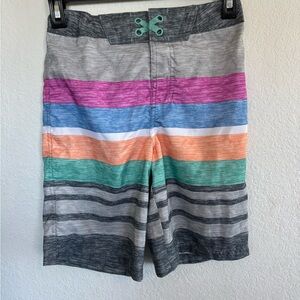 Art Class Multicolor Striped Boys Adjustable Swim Shorts